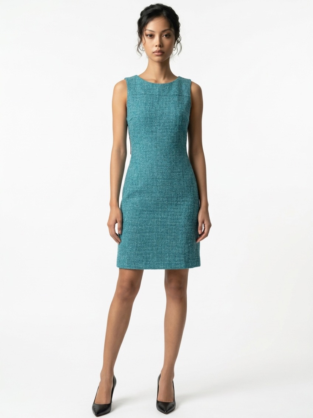 RAG & BONE | Teal Blue Tweed Sleeveless Shift Dress Women’s Size 8 Made In USA